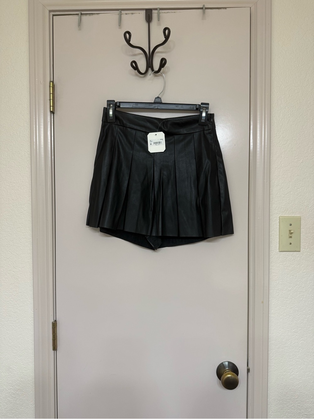 Altar'd State Black Faux Leather Skort